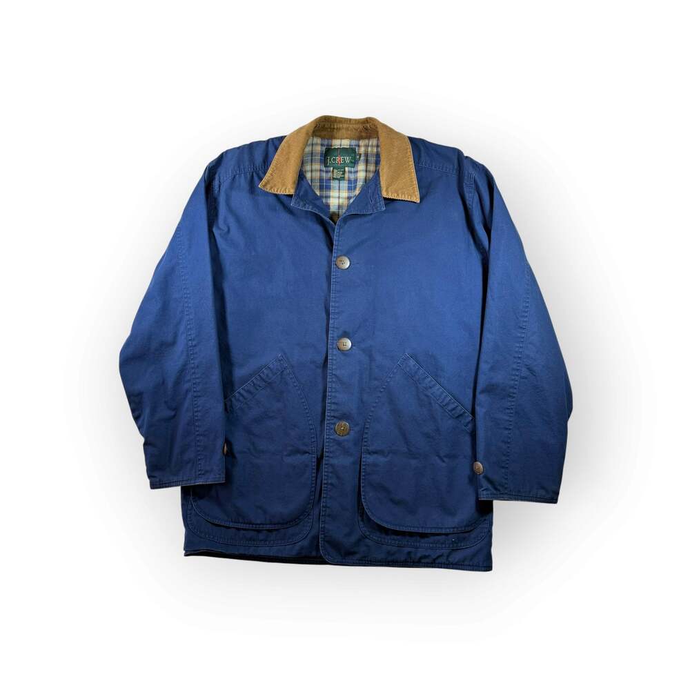 J. CREW VINTAGE 1986 Barn Jacket SMALL Heritage Indigo Dyed Canvas Hunting Chore